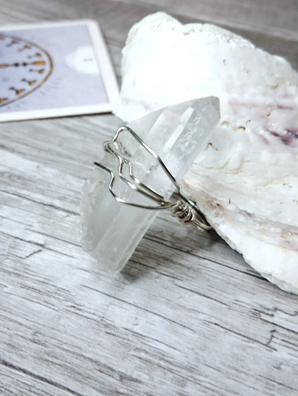 Raw Clear Quartz Crystal Wire Wrap Ring 5